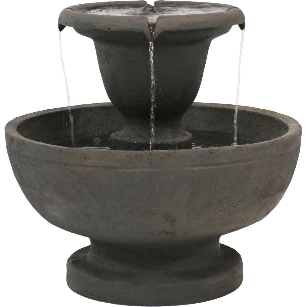 image:imageSunnydaze Streaming Falls 2Tier Outdoor Water Fountain 25Inch for Garden Patio or Yard Brown