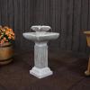 Sunnydaze 25-Inch Square 2-Tier Outdoor Bird Bath Water Fountain – LED Lights – Electric Submersible Pump with Adjustable Flow