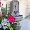 Sunnydaze 37.5″ H Lovely Lily Polyresin Wall Standing Fountain – Flat Back Pedestal Fountain for The Patio, Deck, or Yard