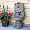 Sunnydaze 37.5″ H Lovely Lily Polyresin Wall Standing Fountain – Flat Back Pedestal Fountain for The Patio, Deck, or Yard