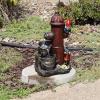 Sunnydaze Fire Hydrant Gnomes 16-Inch Outdoor Water Fountain with LED Light – Submersible Electric Pump – Polyresin