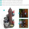 Sunnydaze Fire Hydrant Gnomes 16-Inch Outdoor Water Fountain with LED Light – Submersible Electric Pump – Polyresin