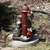 Sunnydaze Fire Hydrant Gnomes 16-Inch Outdoor Water Fountain with LED Light – Submersible Electric Pump – Polyresin