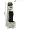 Sunnydaze Modern Artistry 35-Inch Outdoor Water Fountain – LED Lights – Electric Submersible Pump with Adjustable Flow