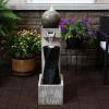 Sunnydaze Modern Artistry 35-Inch Outdoor Water Fountain – LED Lights – Electric Submersible Pump with Adjustable Flow