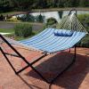 Sunnydaze Polyester Quilted Hammock Pad and Pillow Set – Weather-Resistant – Breakwater Stripe(Breakwater Stripe)