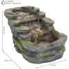 Sunnydaze Shale Falls 13-Inch Outdoor Fountain – LED Lights – Polyresin – Electric Submersible Pump with Adjustable Flow Rate