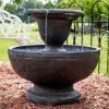 Sunnydaze Streaming Falls 2-Tier Outdoor Water Fountain – 25-Inch for Garden, Patio or Yard – Brown