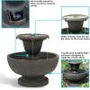 Sunnydaze Streaming Falls 2-Tier Outdoor Water Fountain – 25-Inch for Garden, Patio or Yard – Brown
