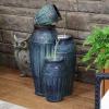 Sunnydaze Tour de Vase Ceramic 27-Inch Outdoor Water Fountain – LED Lights – Electric Submersible Pump with Adjustable Flow