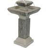Sunnydaze 25-Inch Square 2-Tier Outdoor Bird Bath Water Fountain – LED Lights – Electric Submersible Pump with Adjustable Flow