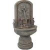Sunnydaze 37.5″ H Lovely Lily Polyresin Wall Standing Fountain – Flat Back Pedestal Fountain for The Patio, Deck, or Yard
