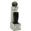 Sunnydaze Modern Artistry 35-Inch Outdoor Water Fountain – LED Lights – Electric Submersible Pump with Adjustable Flow