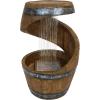 Sunnydaze Spiraling Barrel 25-Inch Outdoor Water Fountain with LED Lights – Electric Submersible Pump with Adjustable Flow