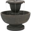 Sunnydaze Streaming Falls 2-Tier Outdoor Water Fountain – 25-Inch for Garden, Patio or Yard – Brown