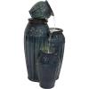 Sunnydaze Tour de Vase Ceramic 27-Inch Outdoor Water Fountain – LED Lights – Electric Submersible Pump with Adjustable Flow