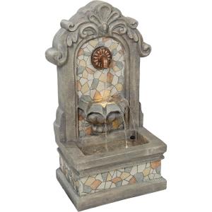 Sunnydaze 27″ H Enchanting Estate Polyresin Wall Standing Fountain – Flat Back Wall Fountain for The Patio, Deck, or Yard