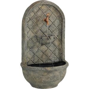 Sunnydaze 27″ Outdoor Wall Water Fountain with Pump – Florentine Stone – Messina – Electric(French Limestone)