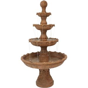Sunnydaze 80-Inch H Outdoor Water Fountain with Ball Top – Large Tiered Water Feature for The Patio or Backyard