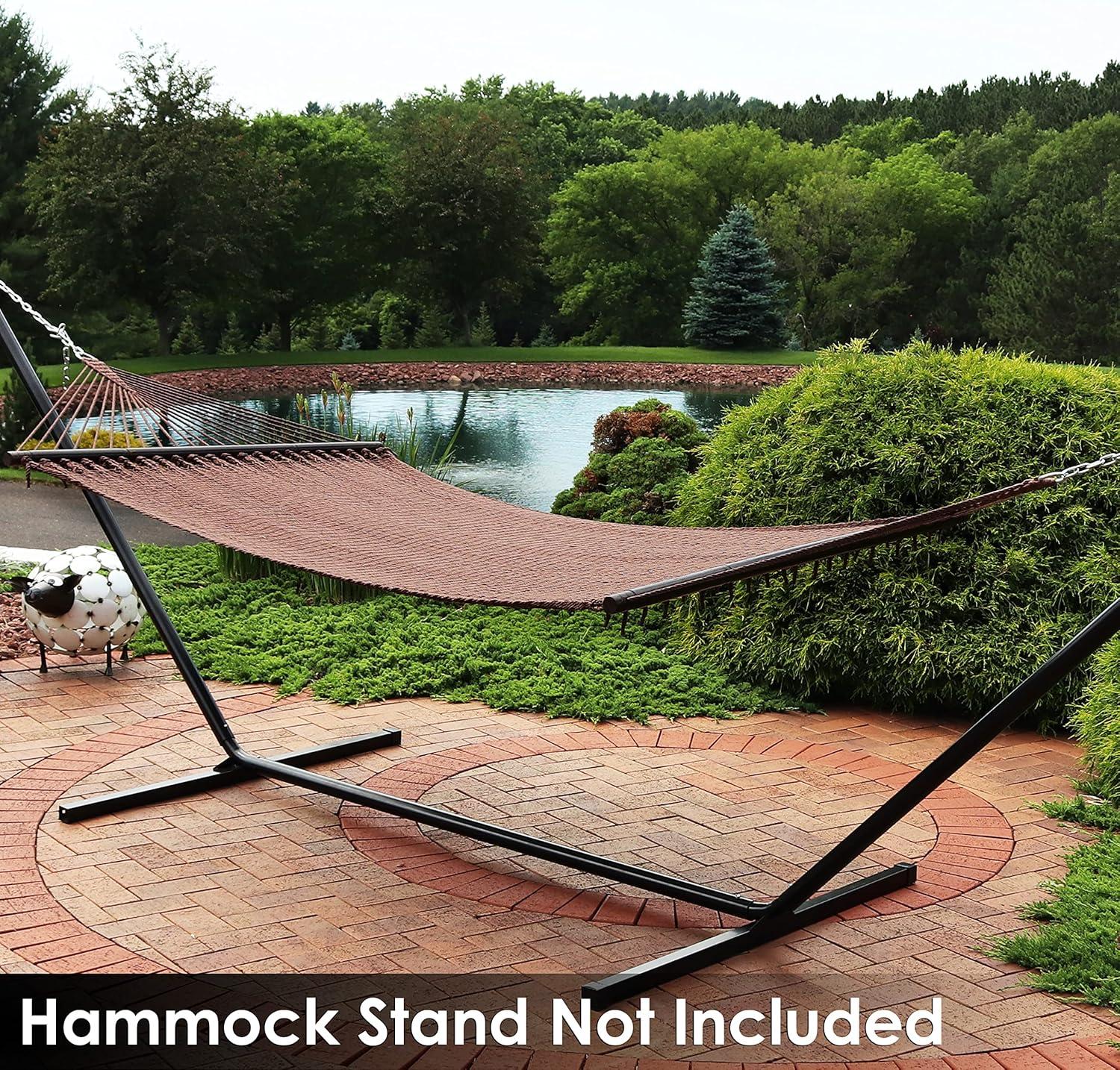 image:imageSunnydaze SoftSpun Polyester Rope Double Hammock for Outside 600Pound Weight Capacity Extra Large Hammock RedMocha