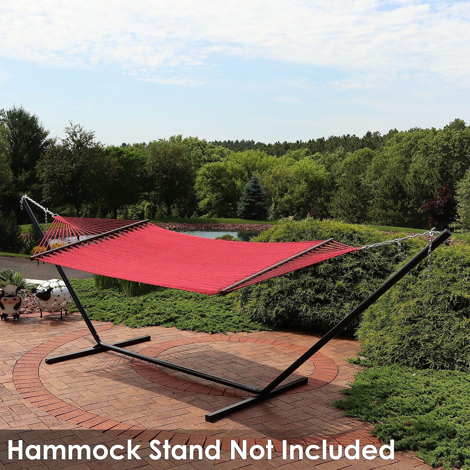 image:imageSunnydaze SoftSpun Polyester Rope Double Hammock for Outside 600Pound Weight Capacity Extra Large Hammock RedRed