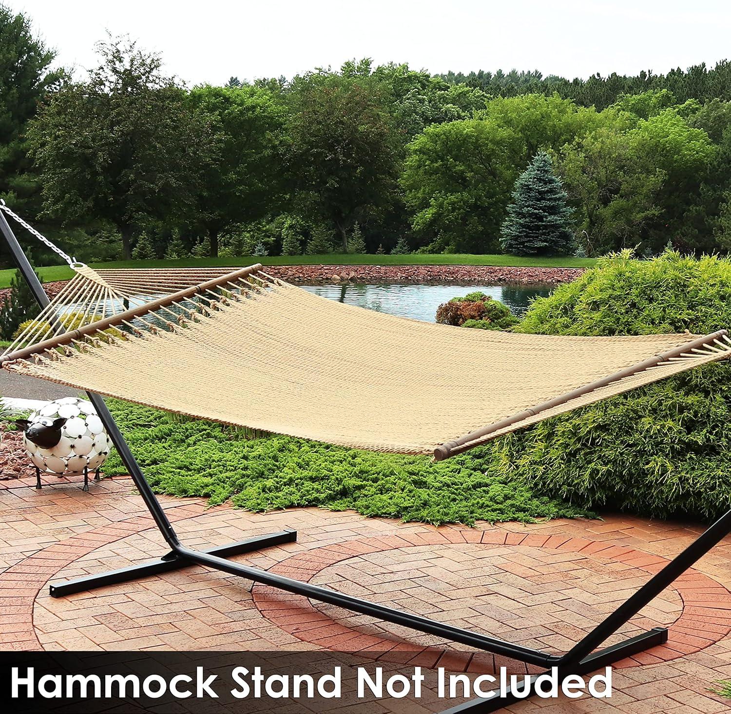 image:imageSunnydaze SoftSpun Polyester Rope Double Hammock for Outside 600Pound Weight Capacity Extra Large Hammock RedTan