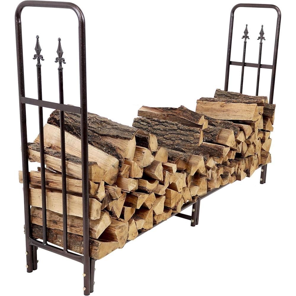 image:imageSunnydaze IndoorOutdoor 6Foot Decorative Firewood Log Rack  PowderCoated Steel Wood and Kindling Holder  BronzeBronze