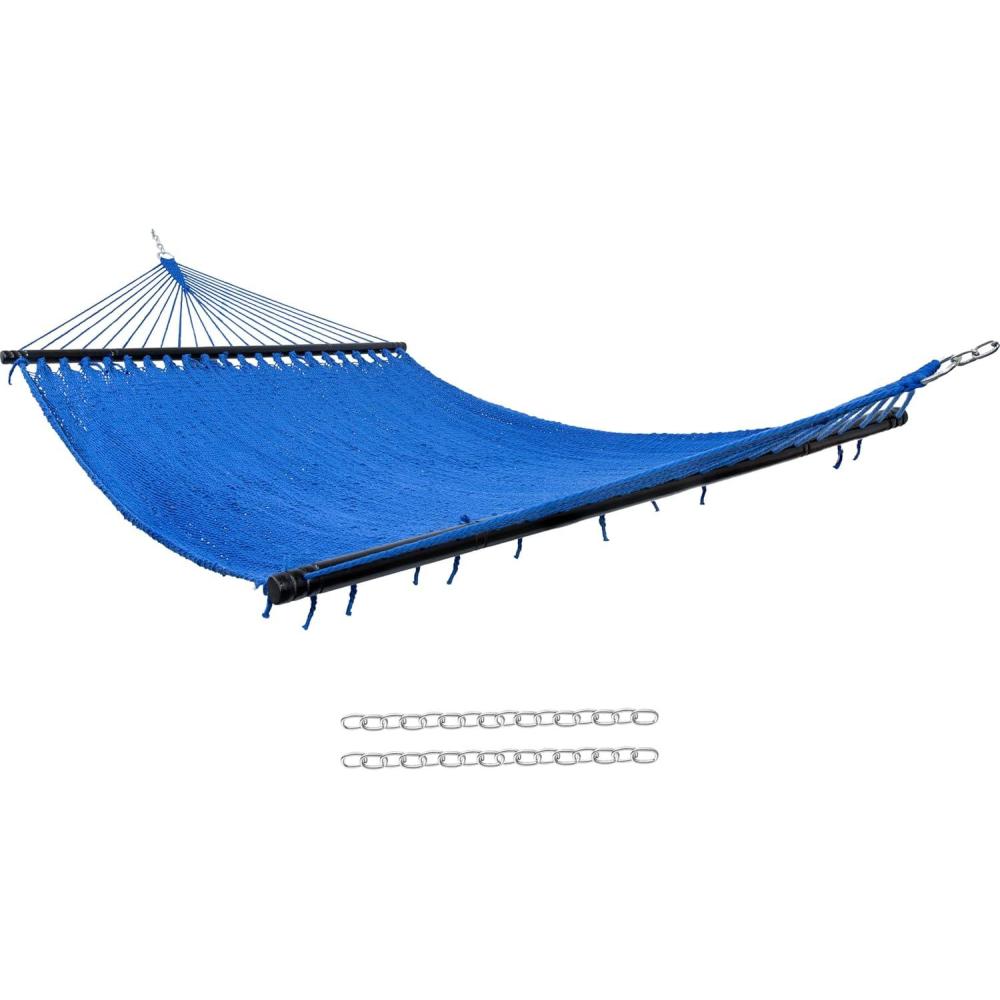 image:imageSunnydaze SoftSpun Polyester Rope Double Hammock for Outside 600Pound Weight Capacity Extra Large Hammock RedBlue