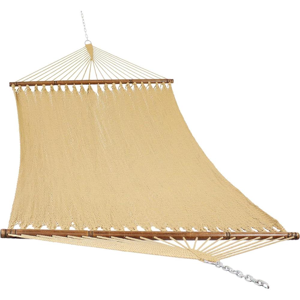 image:imageSunnydaze SoftSpun Polyester Rope Double Hammock for Outside 600Pound Weight Capacity Extra Large Hammock RedTan