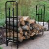 Sunnydaze Indoor/Outdoor 6-Foot Decorative Firewood Log Rack – Powder-Coated Steel Wood and Kindling Holder – Bronze(Black)