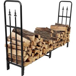 Sunnydaze Indoor/Outdoor 6-Foot Decorative Firewood Log Rack – Powder-Coated Steel Wood and Kindling Holder – Bronze(Black)
