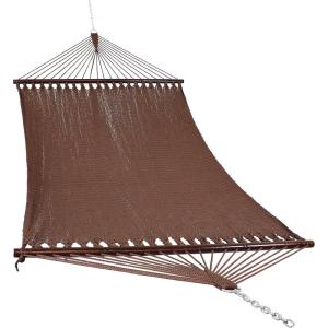 Sunnydaze Soft-Spun Polyester Rope Double Hammock for Outside – 600-Pound Weight Capacity Extra Large Hammock – Red(Mocha)