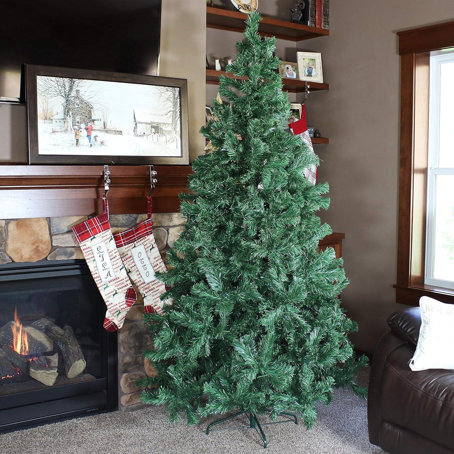 image:imageSunnydaze 7Foot Faux Canadian Pine Christmas Tree with Hinged Branches Unlit PVC Artificial Tree with Metal Stand Indoor Holiday Decoration Full Profile Easy to Assemble7ft