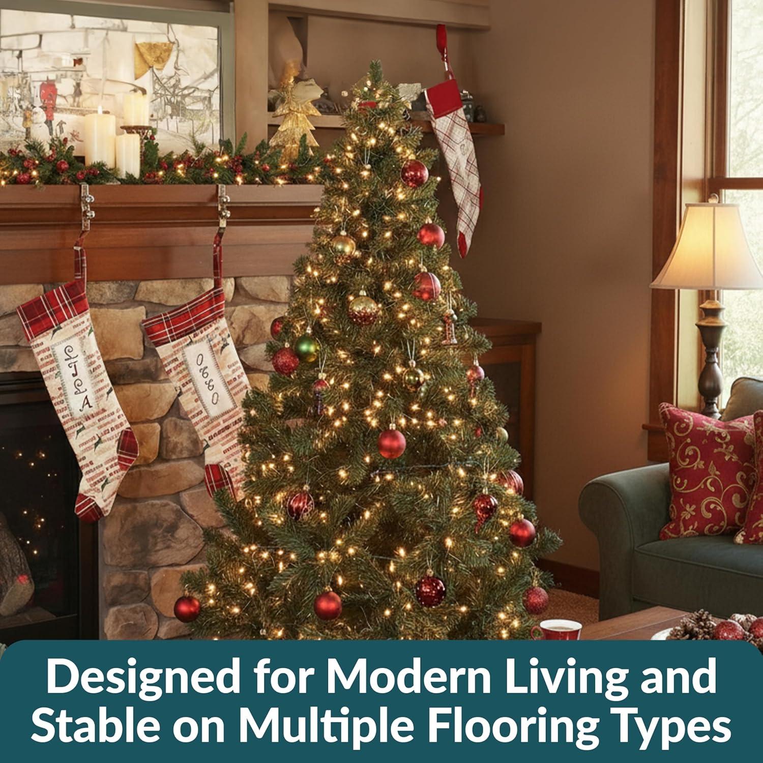 image:imageSunnydaze 7Foot Faux Canadian Pine Christmas Tree with Hinged Branches Unlit PVC Artificial Tree with Metal Stand Indoor Holiday Decoration Full Profile Easy to Assemble7ft