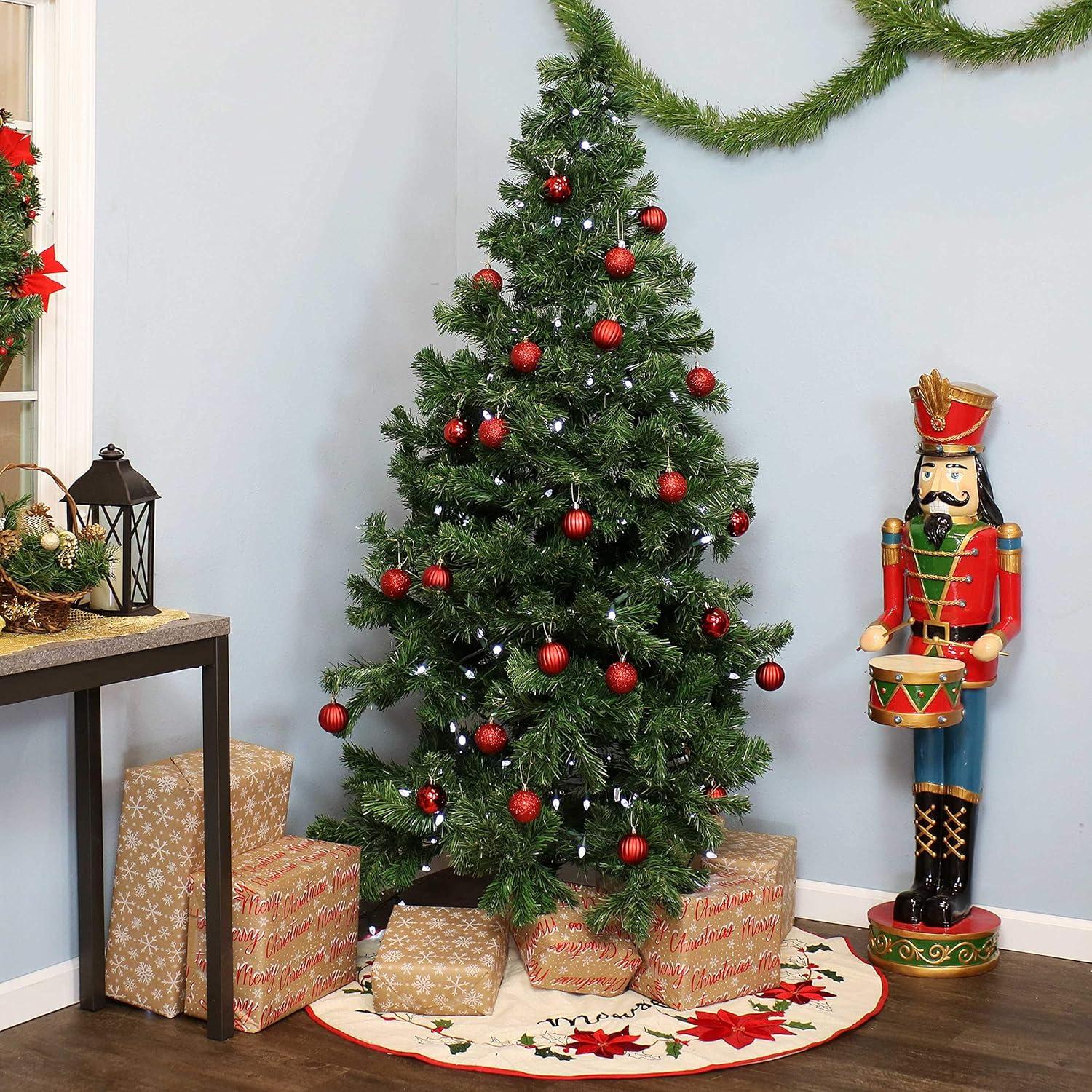 image:imageSunnydaze 7Foot Faux Canadian Pine Christmas Tree with Hinged Branches Unlit PVC Artificial Tree with Metal Stand Indoor Holiday Decoration Full Profile Easy to Assemble7ft
