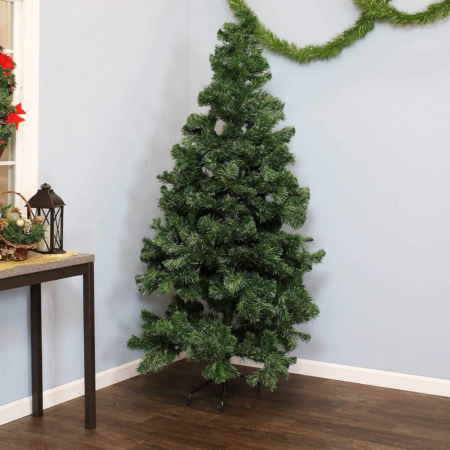 image:imageSunnydaze 7Foot Faux Canadian Pine Christmas Tree with Hinged Branches Unlit PVC Artificial Tree with Metal Stand Indoor Holiday Decoration Full Profile Easy to Assemble7ft