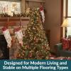 Sunnydaze 7-Foot Faux Canadian Pine Christmas Tree with Hinged Branches – Unlit PVC Artificial Tree with Metal Stand – Indoor Holiday Decoration – Full Profile – Easy to Assemble(7ft)