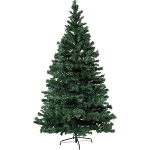 Sunnydaze 7-Foot Faux Canadian Pine Christmas Tree with Hinged Branches – Unlit PVC Artificial Tree with Metal Stand – Indoor Holiday Decoration – Full Profile – Easy to Assemble(7ft)