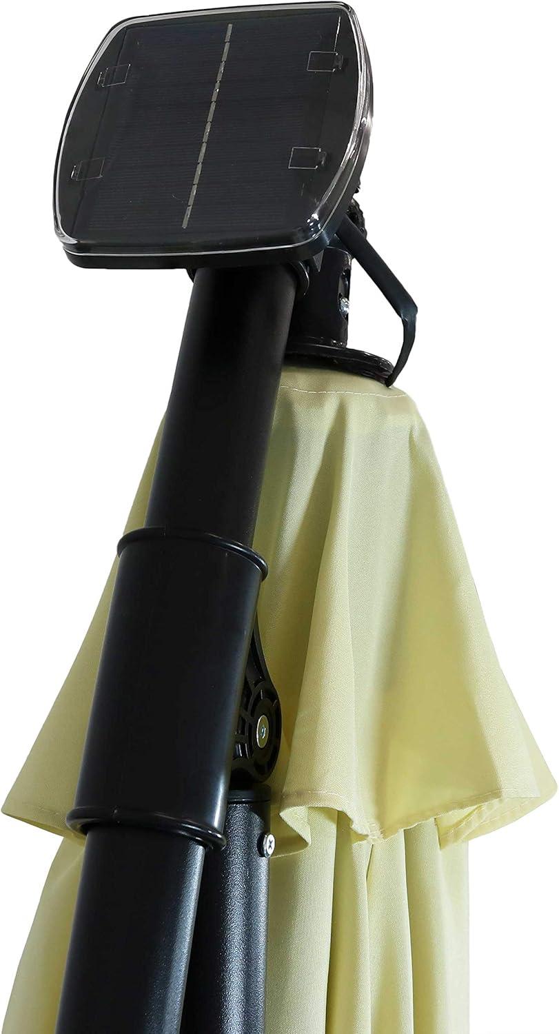 image:imageSunnydaze 10 Solar Offset Patio Umbrella Solar Cantilever Umbrella Outdoor with LED Lights Polyester Shade Air Vent amp Cross BasePale Buttercup