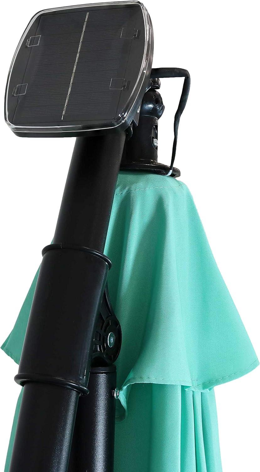 image:imageSunnydaze 10 Solar Offset Patio Umbrella Solar Cantilever Umbrella Outdoor with LED Lights Polyester Shade Air Vent amp Cross BaseSeafoam