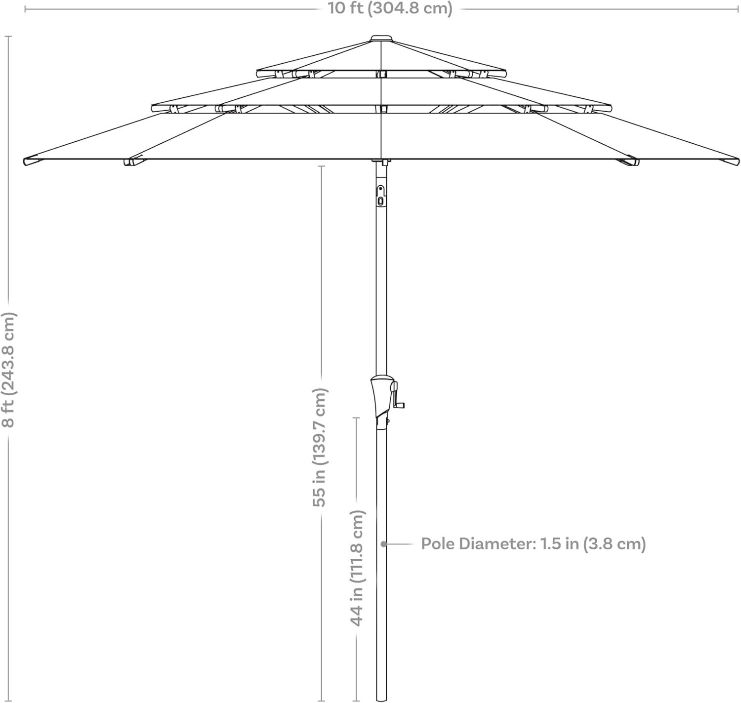 image:imageSunnydaze 10 ft Outdoor Umbrella for Patio Vented 3Tier Outdoor Patio Umbrella WindResistant Tilt and Crank For Pool Garden or Yard Navy BlueWith Solar Lights