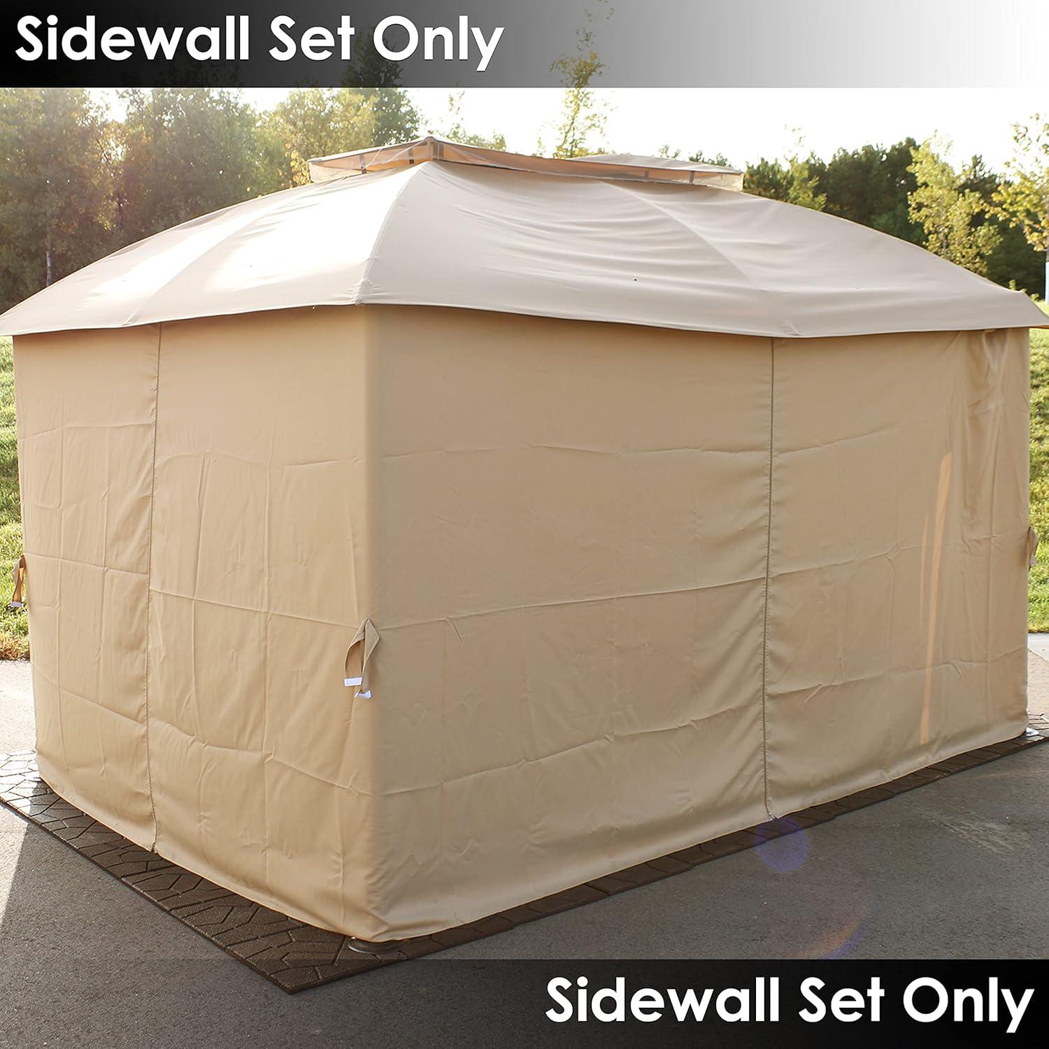 image:imageSunnydaze 125 x 77 Inch Polyester 4Piece Gazebo Sidewall Set Gazebo Curtains Only Provides Shade and Privacy TanTan