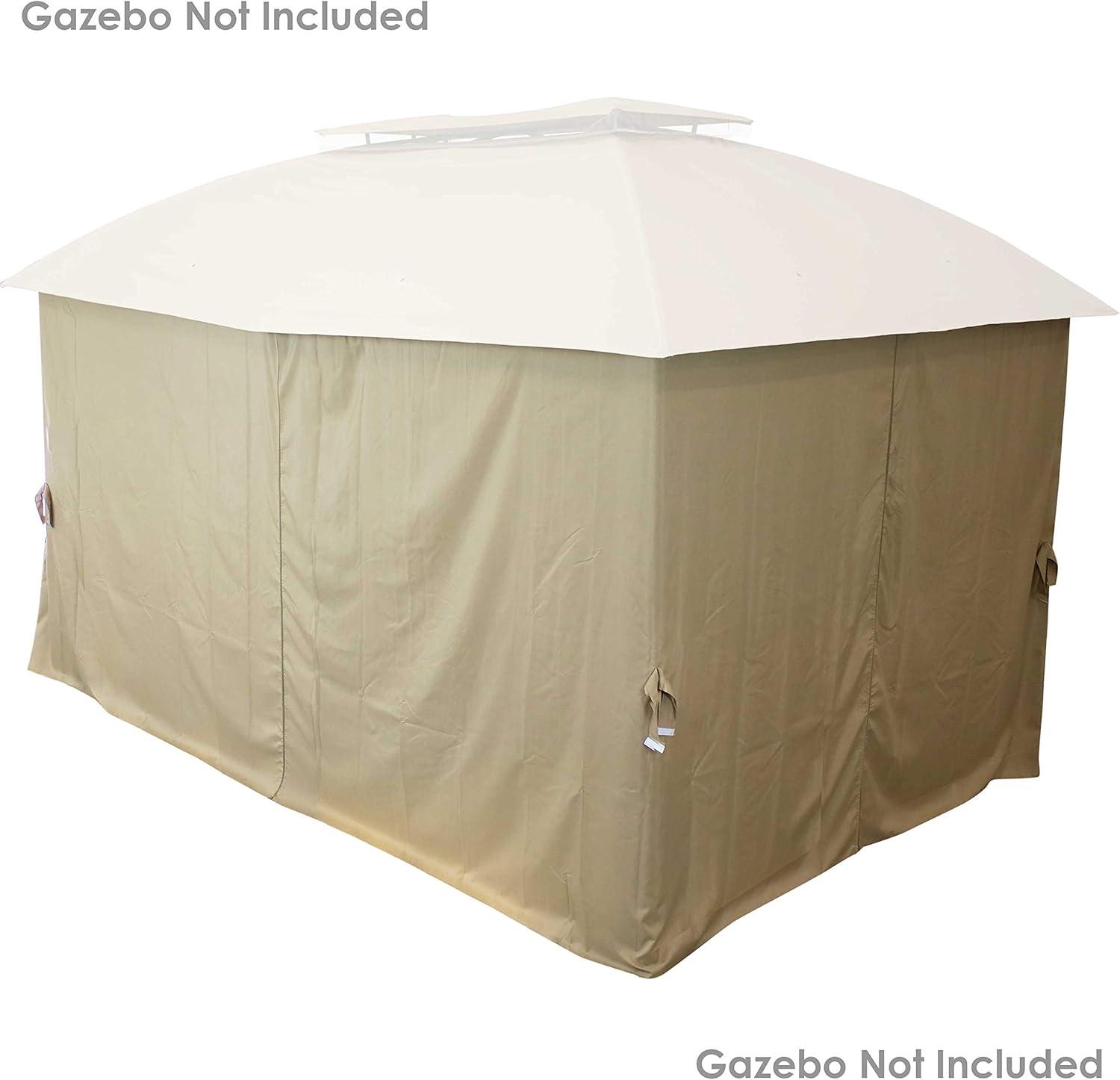 image:imageSunnydaze 125 x 77 Inch Polyester 4Piece Gazebo Sidewall Set Gazebo Curtains Only Provides Shade and Privacy TanTan