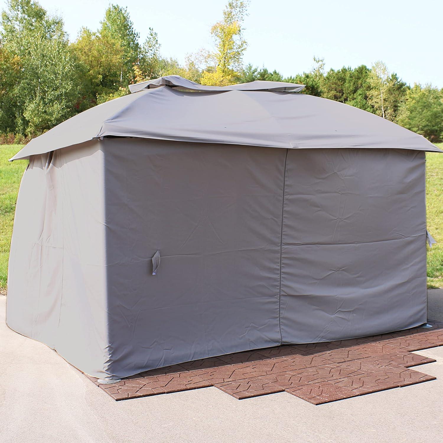 image:imageSunnydaze 4Piece Sidewall Set Outdoor 80 Inches Tall x 103 Inches Wide Polyester Fabric Gazebo Curtains Only Provides Shade and Privacy Replacement Sidewall Set BrownGrey