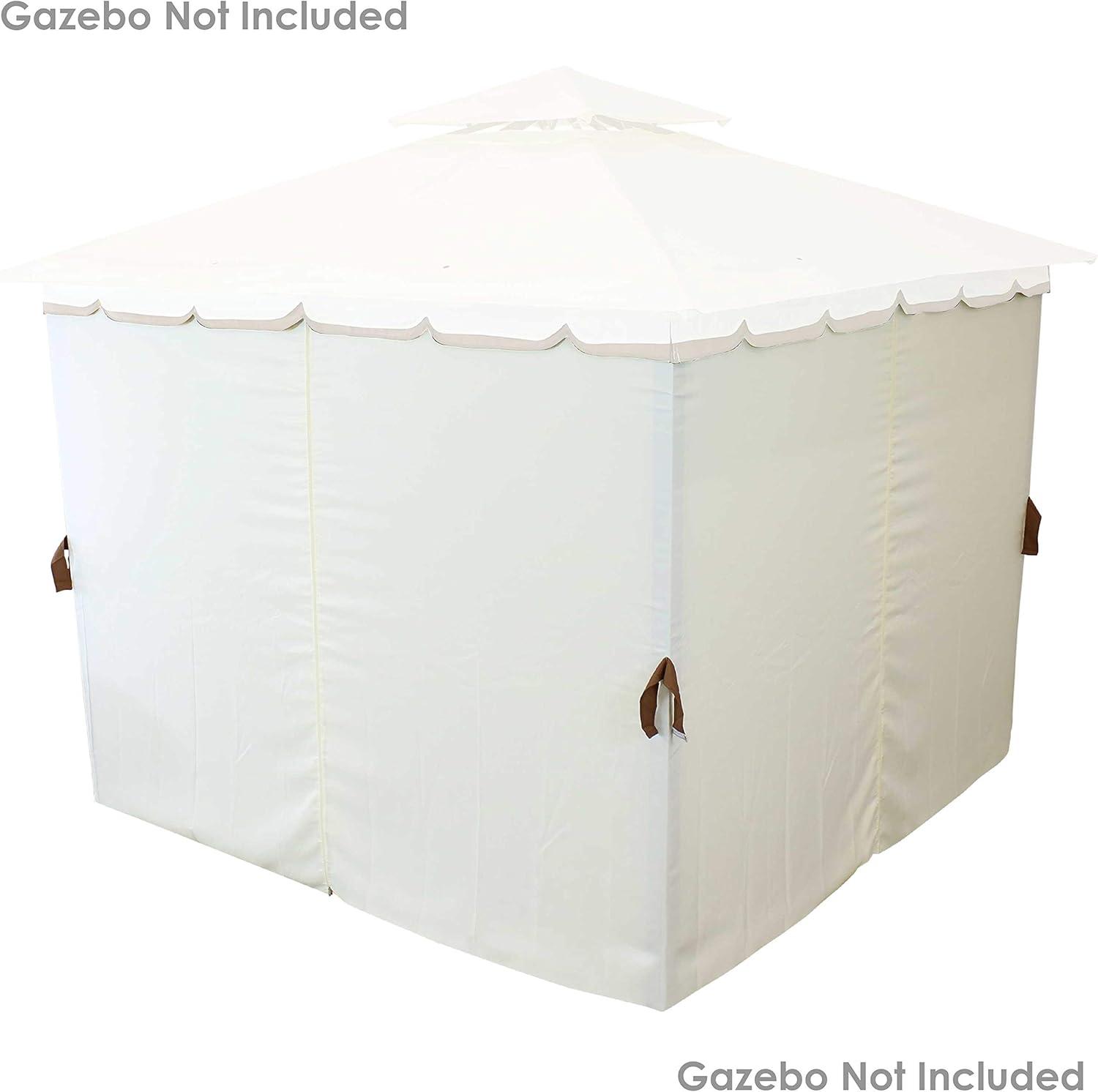 image:imageSunnydaze 4Piece Sidewall Set Outdoor 80 Inches Tall x 103 Inches Wide Polyester Fabric Gazebo Curtains Only Provides Shade and Privacy Replacement Sidewall Set BrownCream