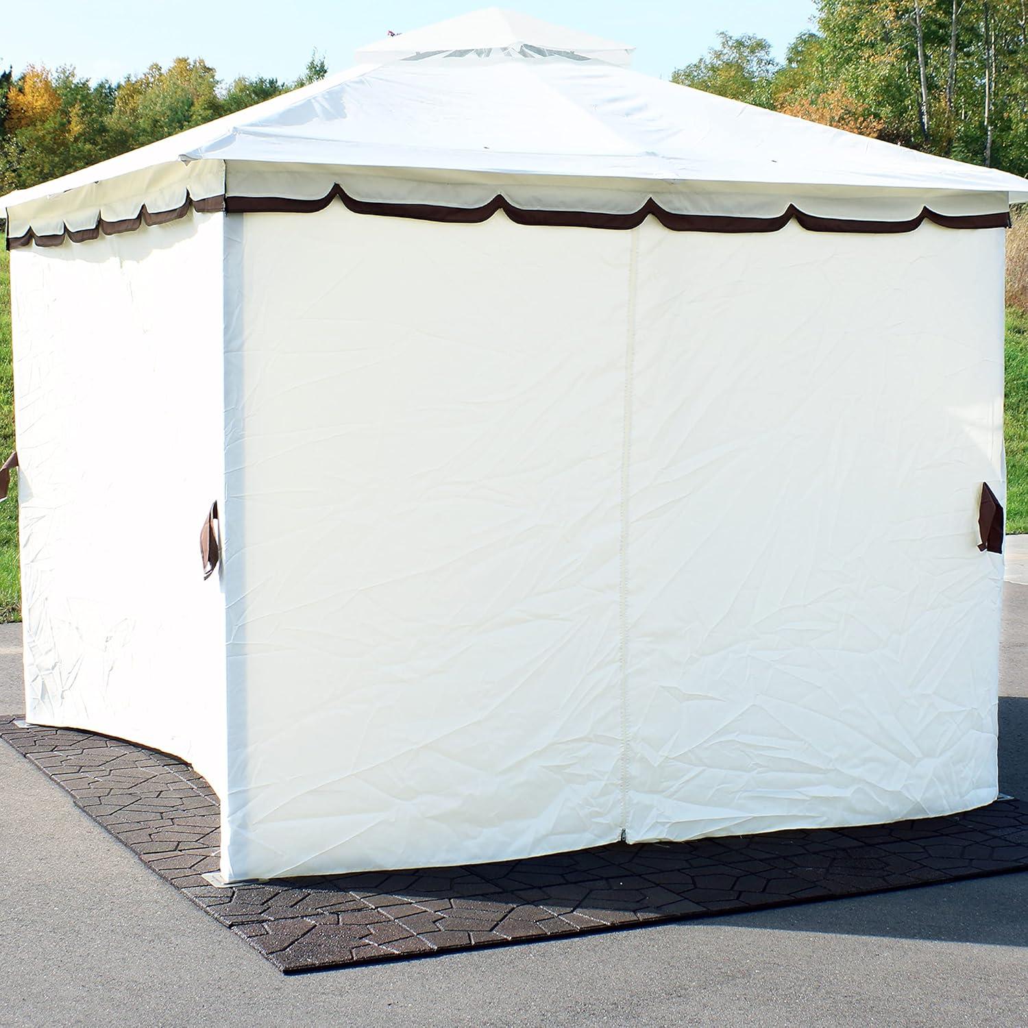 image:imageSunnydaze 4Piece Sidewall Set Outdoor 80 Inches Tall x 103 Inches Wide Polyester Fabric Gazebo Curtains Only Provides Shade and Privacy Replacement Sidewall Set BrownCream