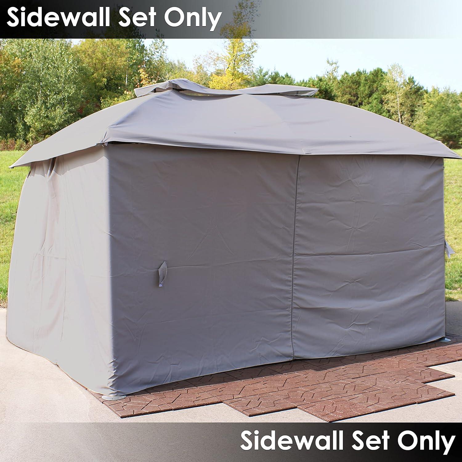 image:imageSunnydaze 4Piece Sidewall Set Outdoor 80 Inches Tall x 103 Inches Wide Polyester Fabric Gazebo Curtains Only Provides Shade and Privacy Replacement Sidewall Set BrownGrey