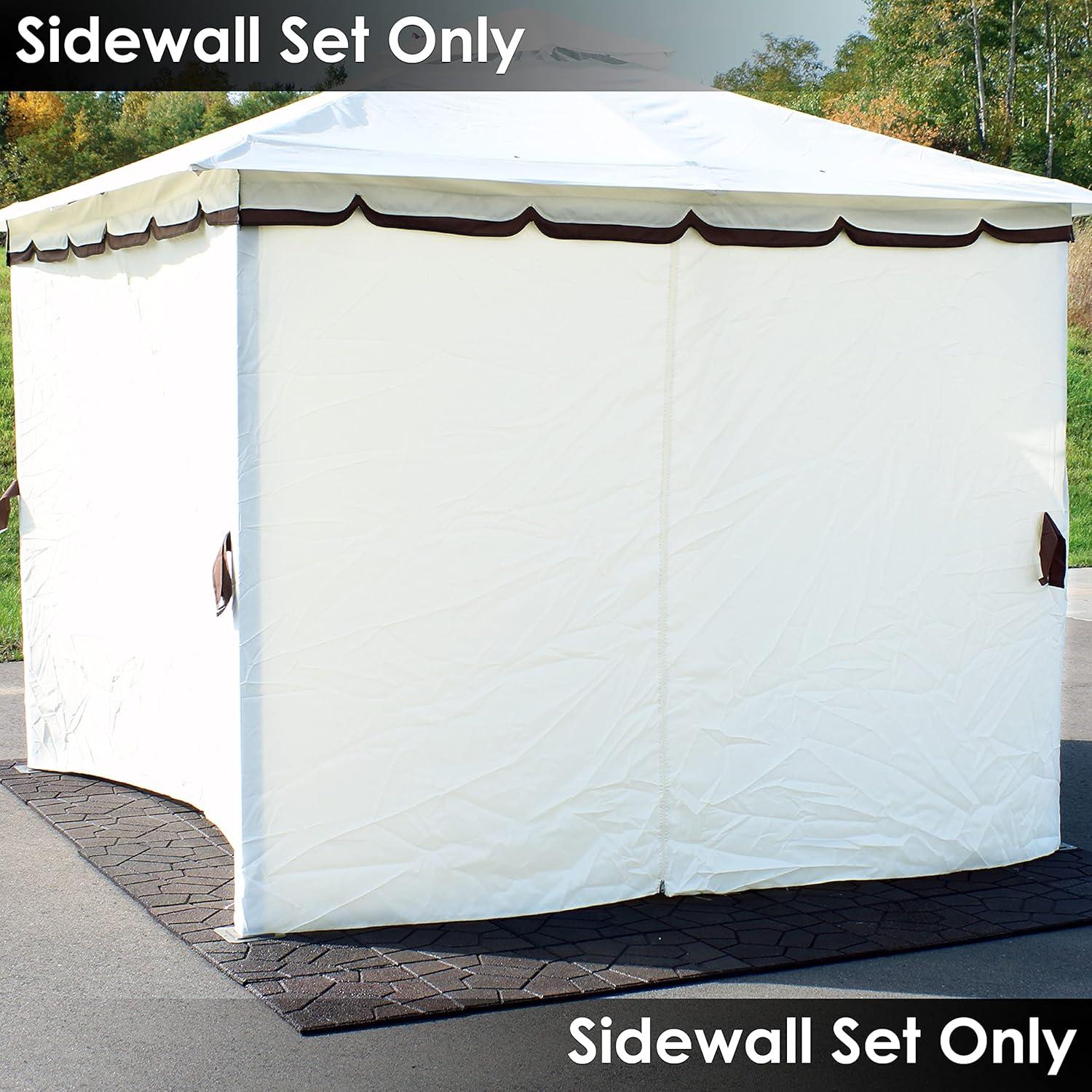 image:imageSunnydaze 4Piece Sidewall Set Outdoor 80 Inches Tall x 103 Inches Wide Polyester Fabric Gazebo Curtains Only Provides Shade and Privacy Replacement Sidewall Set BrownCream