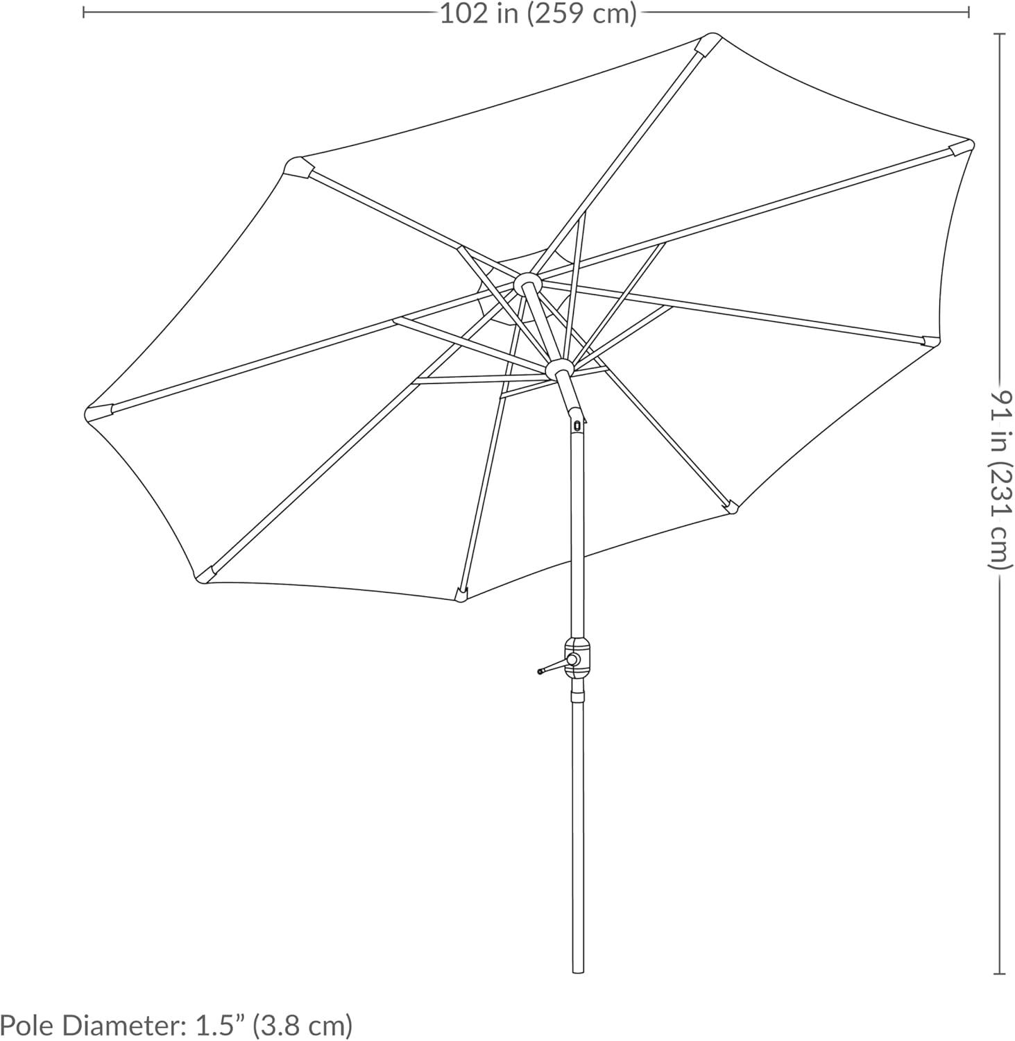 image:imageSunnydaze 85 ft Outdoor Patio Umbrella with Push Button Tilt and Crank Faux Woodgrain Finish Large Vented Market UmbrellaBeige