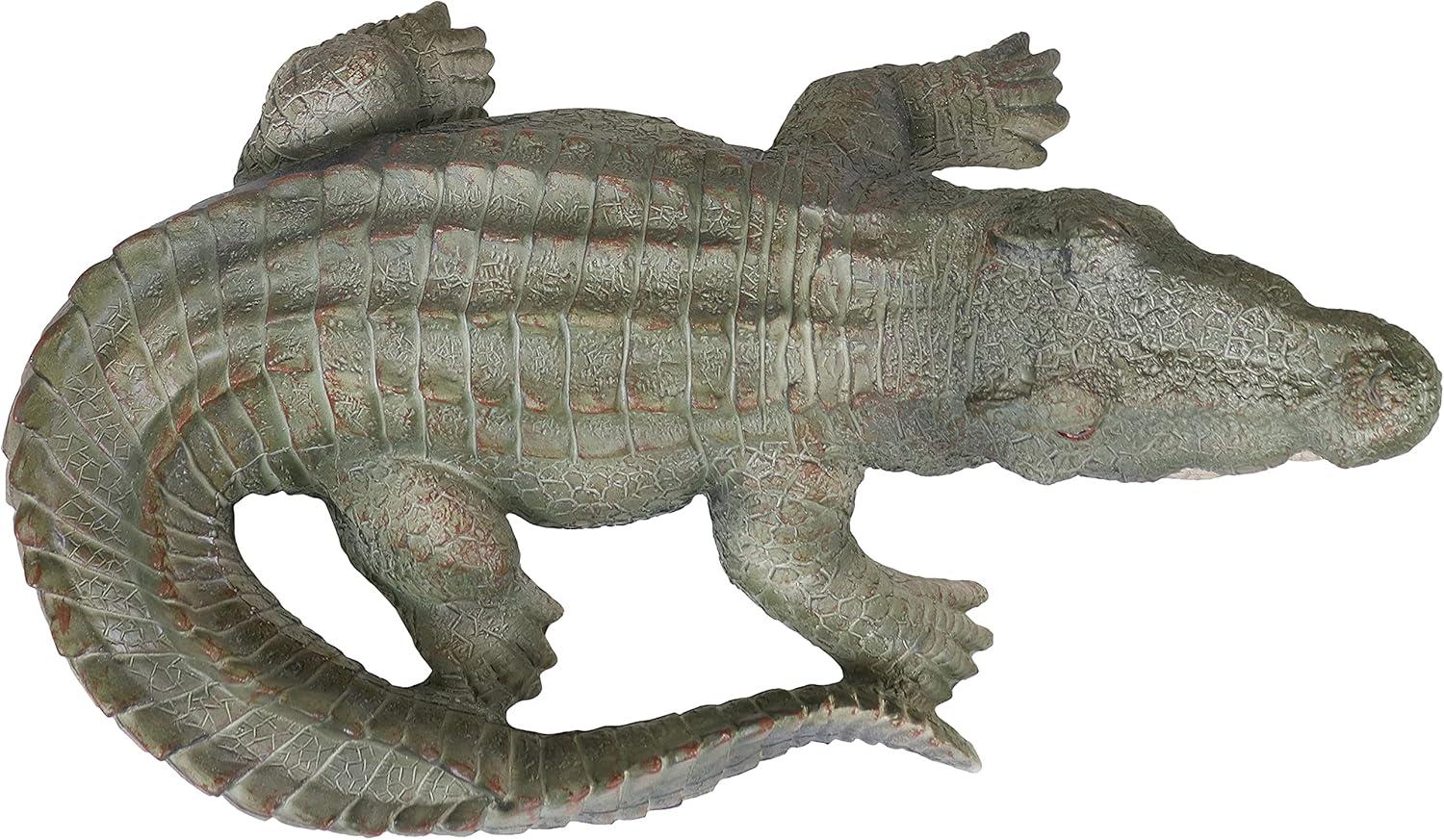 image:imageSunnydaze Chloe The Crabby Crocodile Statue Patio Yard Pool and Garden Decor Realistic Style Polystone IndoorOutdoor Garden Sculpture 1825Inch